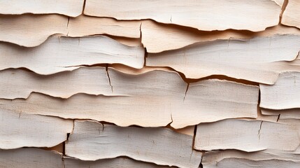 Wall Mural - Macro shot of silver birch bark, smooth pale surface with characteristic peeling strips and darkened scars, capturing the tree's natural beauty