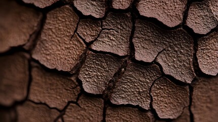 Wall Mural - Macro shot of sweet chestnut tree's rugged bark, deep grooves and rich, dark hues create a striking, textured appearance