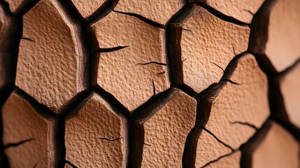 Wall Mural - Macro shot of the ash tree's fissured bark, featuring distinct diamond shapes and a rough, tactile texture, earthy tones emphasized