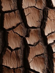 Wall Mural - Redwood tree bark close-up, revealing the complex fibrous structure and deep vertical fissures, a canvas of nature's artistry