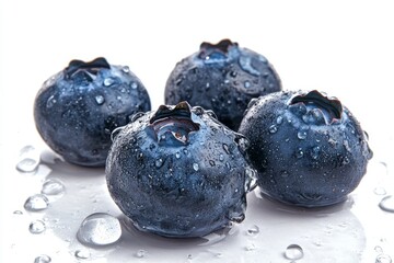 Wall Mural - Isolated group of blueberries on transparent background, ripe tropical fruit concept. Juicy, healthy food high in vitamins and minerals.