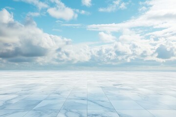 Wall Mural - Stunning blue cloudy sky backdrop with a clean floor scene, Horizon landscape.