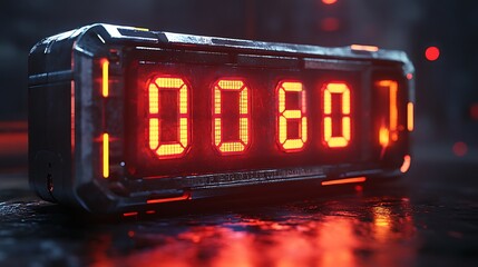 Futuristic Digital Countdown Timer with Red LED Display