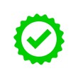 © Hasriani - Quality guarantee green icon isolated on white background. Approving, check, concept seal isolated on white background illustration. Award, winner, trophy, top quality, promotion concept. Flat design.