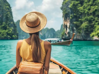 Tranquil Solo Boat Ride through Captivating Tropical Landscape