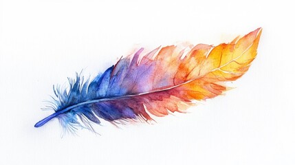 Poster - Watercolor feather illustration on a white background