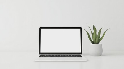 Clean white display laptop mockup sample