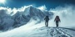 © Thanthara - two mountaineers hiking up a snowy mountain