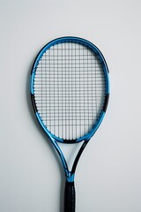 Wall Mural - Artistic macro view of a tennis racket on white background  AI generated illustration