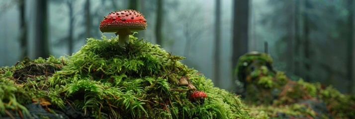 Sticker - Mossy Stake Adorned with Mushroom