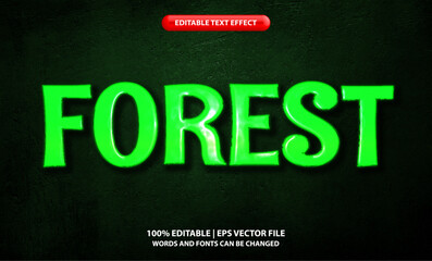 Wall Mural - Forest editable text effect template, shiny green futuristic typeface, premium vector	