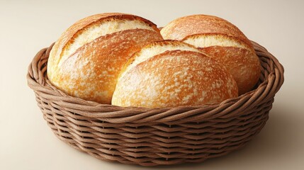 Basket with bread isolated on transparent background.