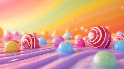 Wall Mural - Candy land theme abstract 3D background AI generated illustration