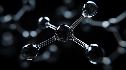 close-up of a molecular structure model with a black background.