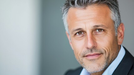 Wall Mural - A man with a beard and gray hair is wearing a suit and smiling