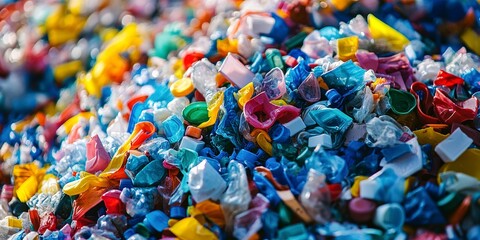 Wall Mural - Pile of mixed colorful plastic waste