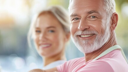 Wall Mural - A man and a woman are smiling for the camera