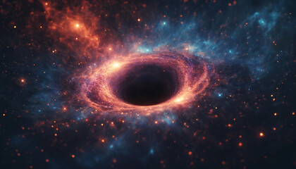Wall Mural - a black hole in the center of a nebula, surrounded by stars and nebulas. this awe-inspiring scene mi