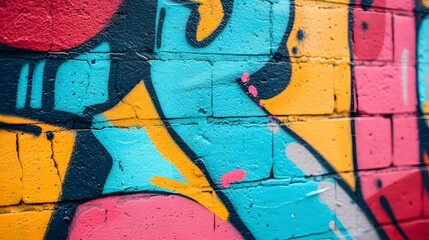 Poster - Create a minimalist background featuring a macro shot of vibrant graffiti  AI generated illustration