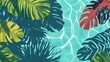 © Coffee Cafe Lover - Tropical Oasis - Swimming Pool with AI-Generated Leaf Shadows | Flat Design Summer Scene Illustration