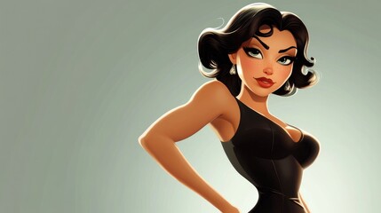 Poster - Stylish cartoon lady striking a pose