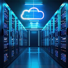 Wall Mural - Cloud Computing Server Room