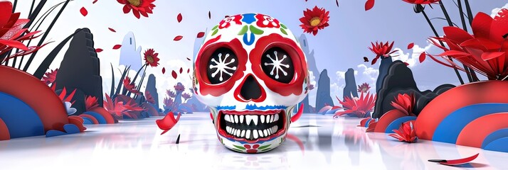 Wall Mural - Sugar skull calavera for day of the dead