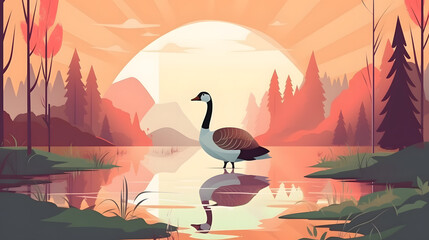 Goose in nature Illustration Vector