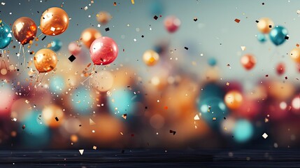 Wall Mural - collection of colorful balloons with a blurred background for celebration background