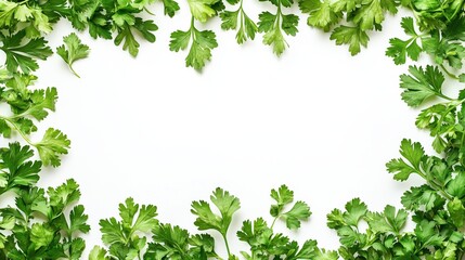 Wall Mural - Coriander leaves decorated on a white background 