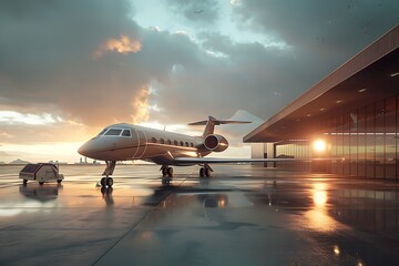 Airplane in the airport. 3D render.