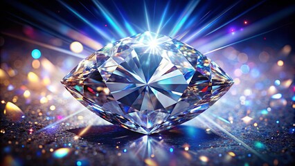 Wall Mural - A stunning close-up stock photo of a radiant diamond sparkling in the light, showcasing its glittering gemstone beauty