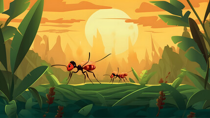 Wall Mural - Ant in nature Illustration Vector