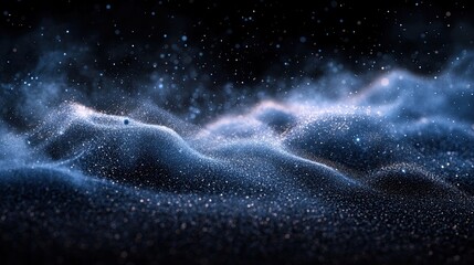 Wall Mural - Closeup of blue dust particle splash isolated on black background.