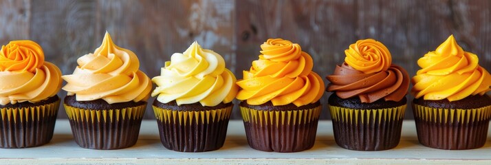 Poster - Cupcakes with autumn-inspired yellow and orange icing designs