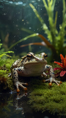 frog in the water