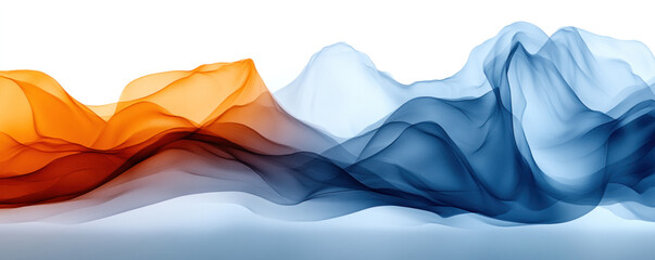 Canvas Print - A blue and orange wave with a white background. The blue and orange colors create a sense of contrast and movement