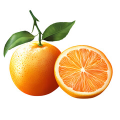 Fresh Orange with Leaf - Juicy Citrus Fruit