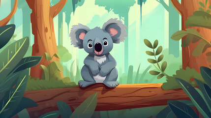 Wall Mural - Koala In Nature Illustration Vector