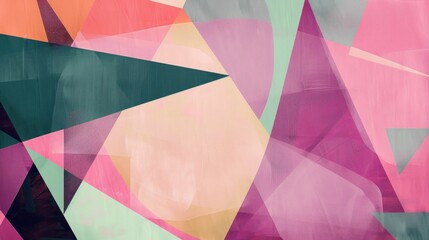 Wall Mural - Colorful geometric abstract painting with pink, green, and blue triangles a vibrant fusion of art and beauty