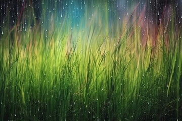 Poster - grass and drops