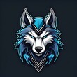 © Viriya_01k - blue wolf in logo type design illustrations concept art style
