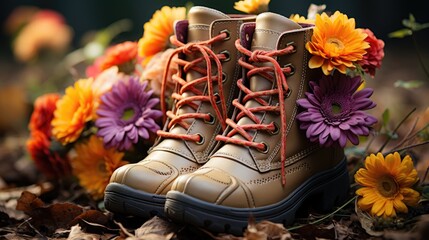 Wall Mural - boots and flower