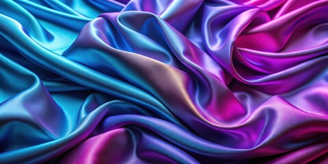 Wall Mural - Purple and blue cloth with ripples and folds creating a multicolored smooth surface wallpaper , Fashion, texture, background