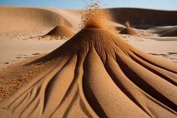 Vivid Sand Eruption Patterns on Clear Background