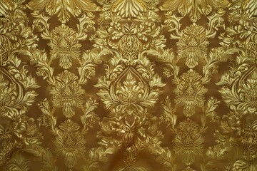 Wall Mural - Opulent Gold Jacquard Fabric Pattern Canvas Background