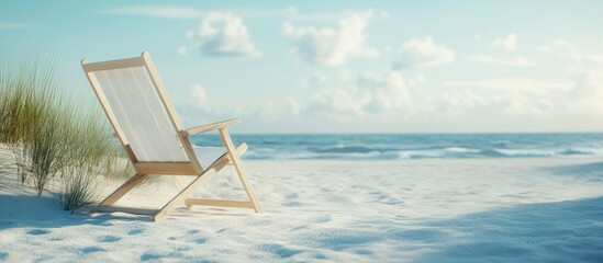 Wall Mural - A Beach Chair Awaits on a Sandy Shore