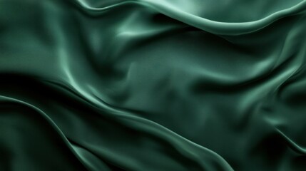 A luxurious dark green silk satin background showcases beautiful soft folds on a smooth surface, offering an elegant background with space for design.generative AI