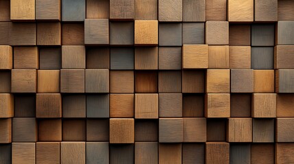 Canvas Print - Wooden Blocks Wall Abstract Background