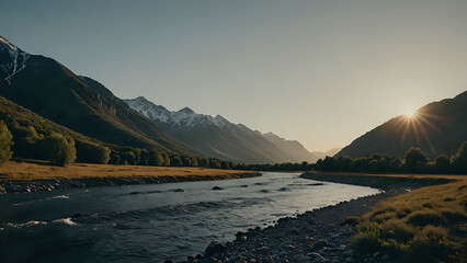 Wall Mural - sunset over the lake